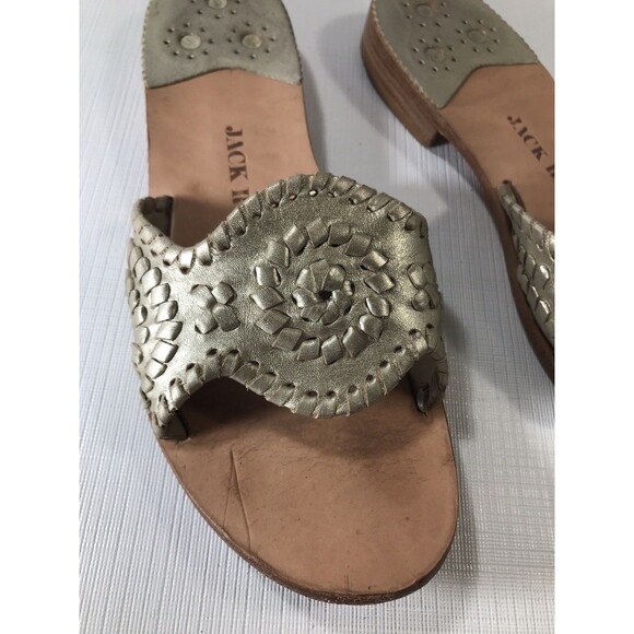 Jack Rogers Sandals Rhinestone/Crystal Gold Leather Thongs Flats Sz 8m - Picture 4 of 7